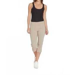 NEW SLIMSATION BY MULTIPLES wrinkle-resistant incoming capri in stone